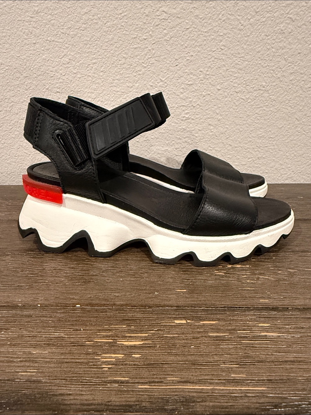 Sorel Black and White Platform Sport Sandals - Picture 4 of 8